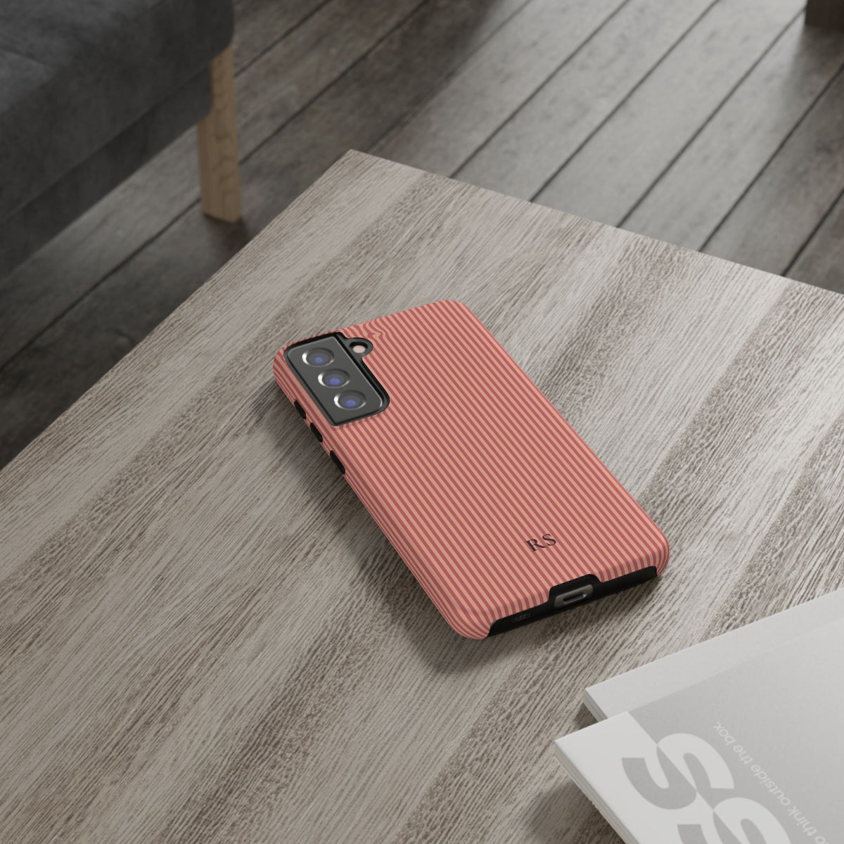 Personalized Coral Striped Tough Phone Case