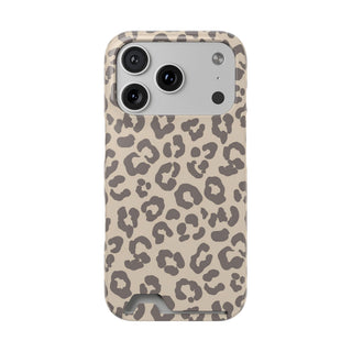 Beige leopard print phone case with a card slot