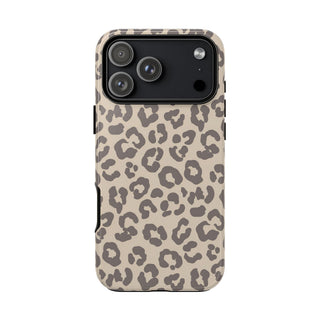 Beige leopard print tough phone case