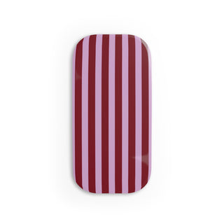 Burgundy and pink striped phone grip