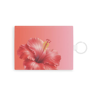 Coral hibiscus card holder wallet