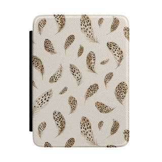 Leopard feather Kindle case in brown and cream