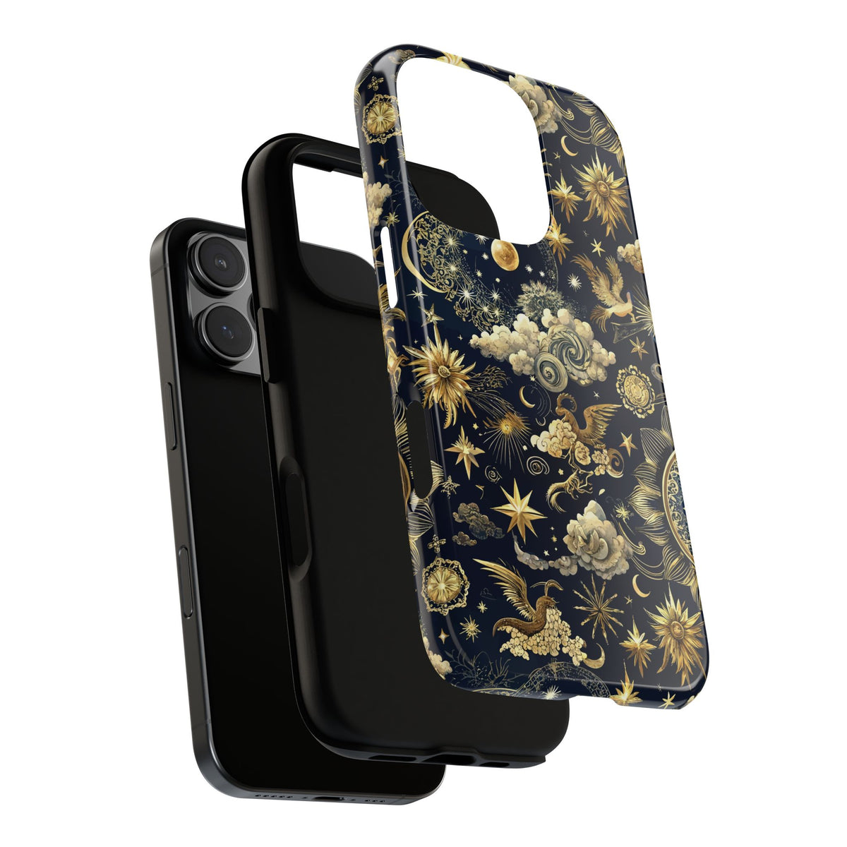 Navy celestial tough phone case shown from the side