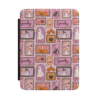 Pink Halloween stamps Kindle case with ghosts and pumpkins