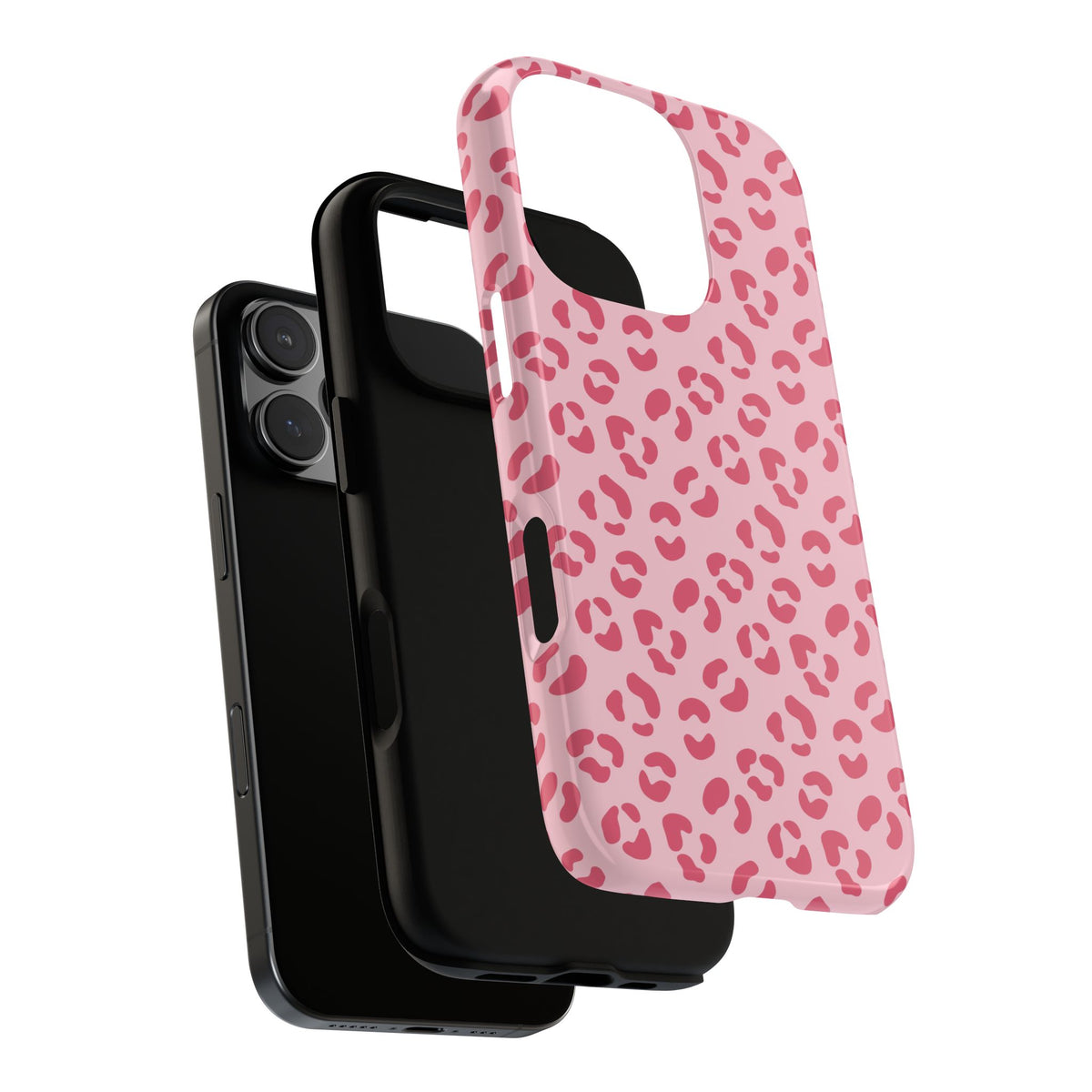 Pink leopard print tough phone case, glossy or matte