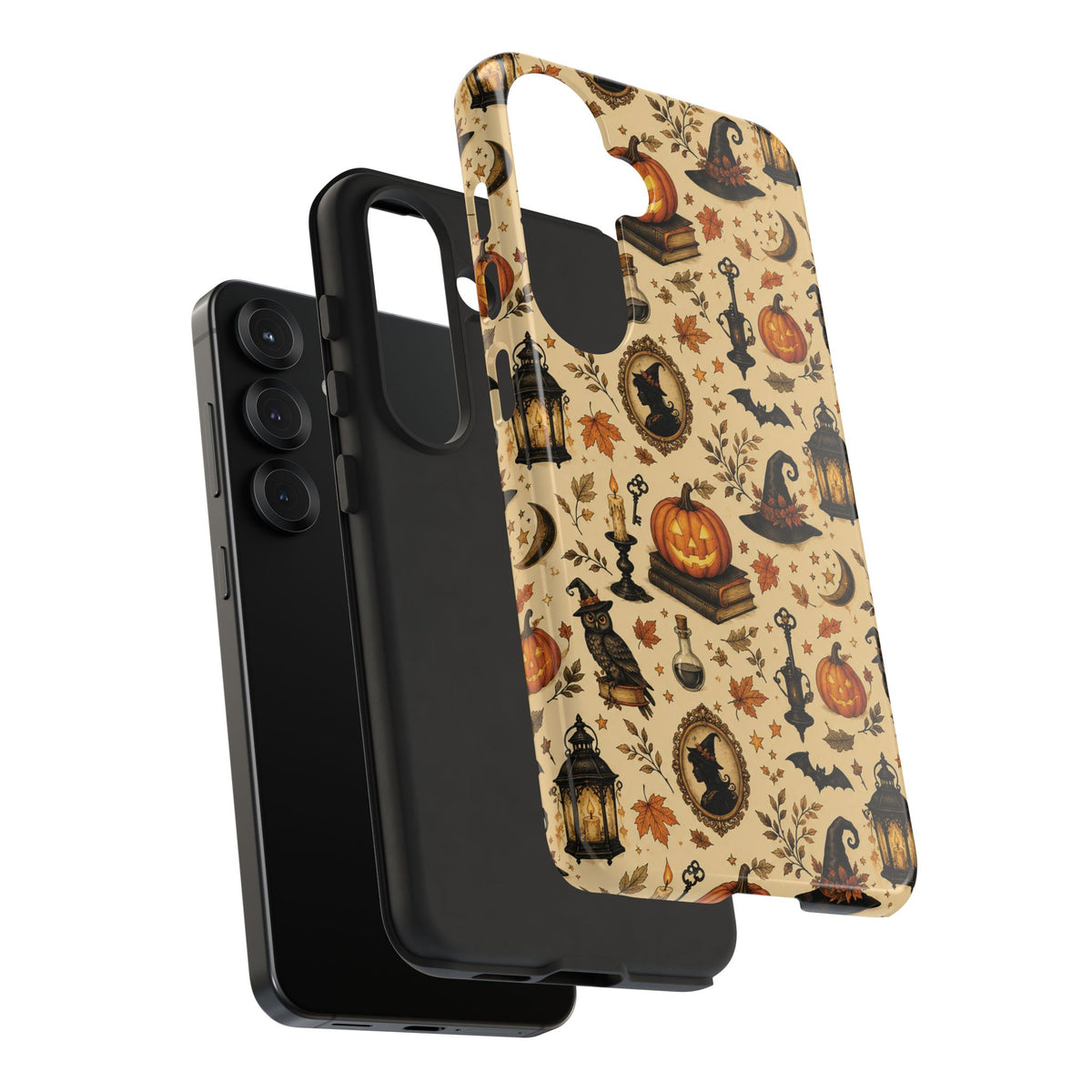 Vintage Halloween tough phone case with witch hat and moon print