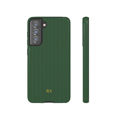 Personalized Forest Green Striped Tough Phone Case