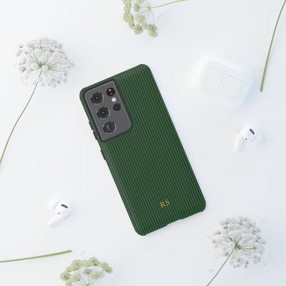 Personalized Forest Green Striped Tough Phone Case
