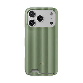 Personalized Sage Green Striped Phone Case