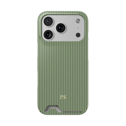Personalized Sage Green Striped Phone Case