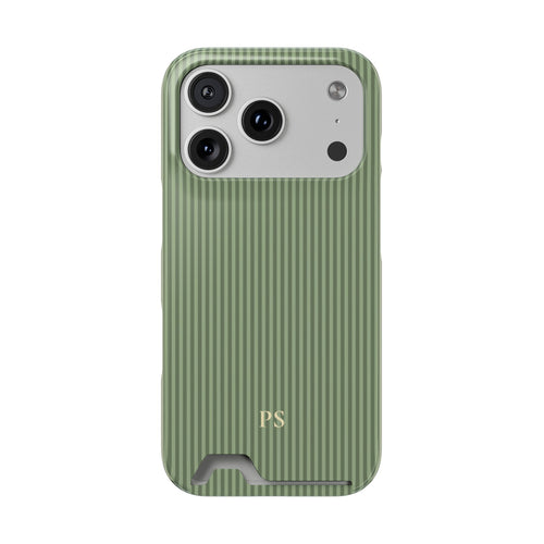 Personalized Sage Green Striped Phone Case
