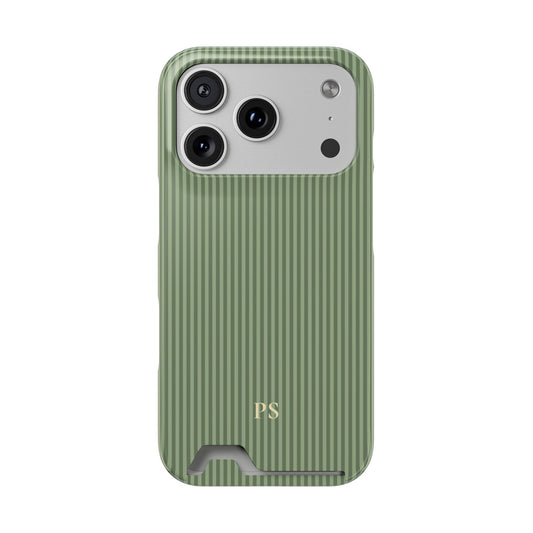 Personalized Sage Green Striped Phone Case