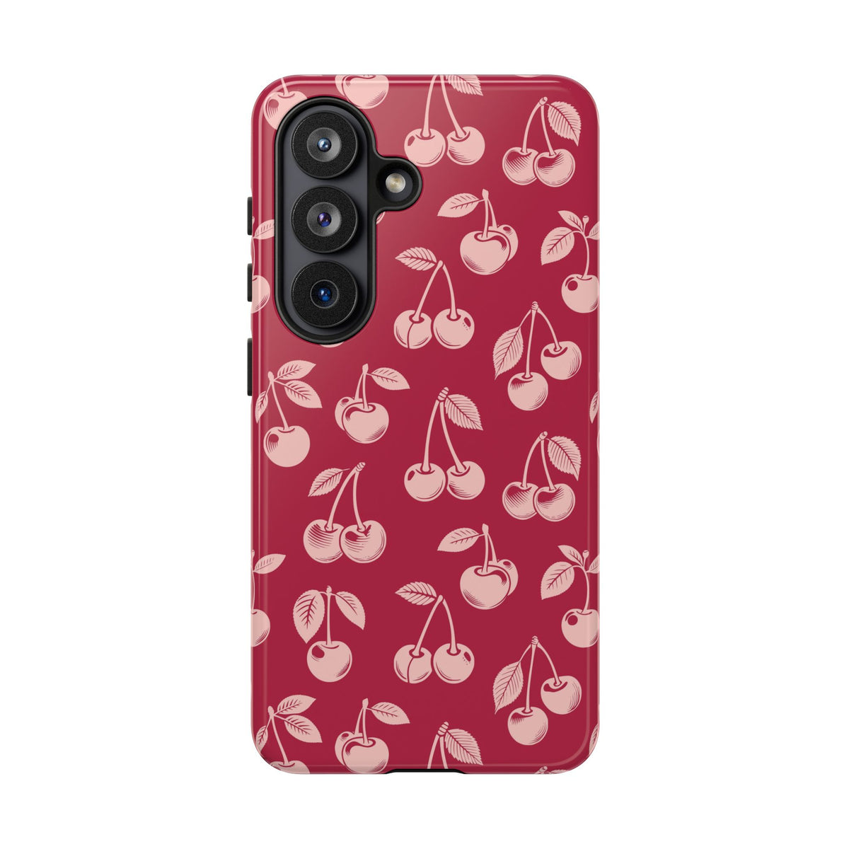 Cherry pattern tough phone case, side view