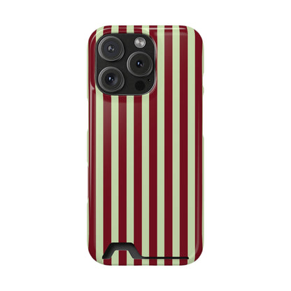 Burgundy Sage Striped Phone Case