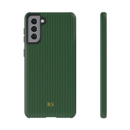 Personalized Forest Green Striped Tough Phone Case