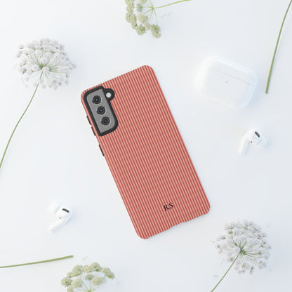 Personalized Coral Striped Tough Phone Case