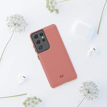 Personalized Coral Striped Tough Phone Case