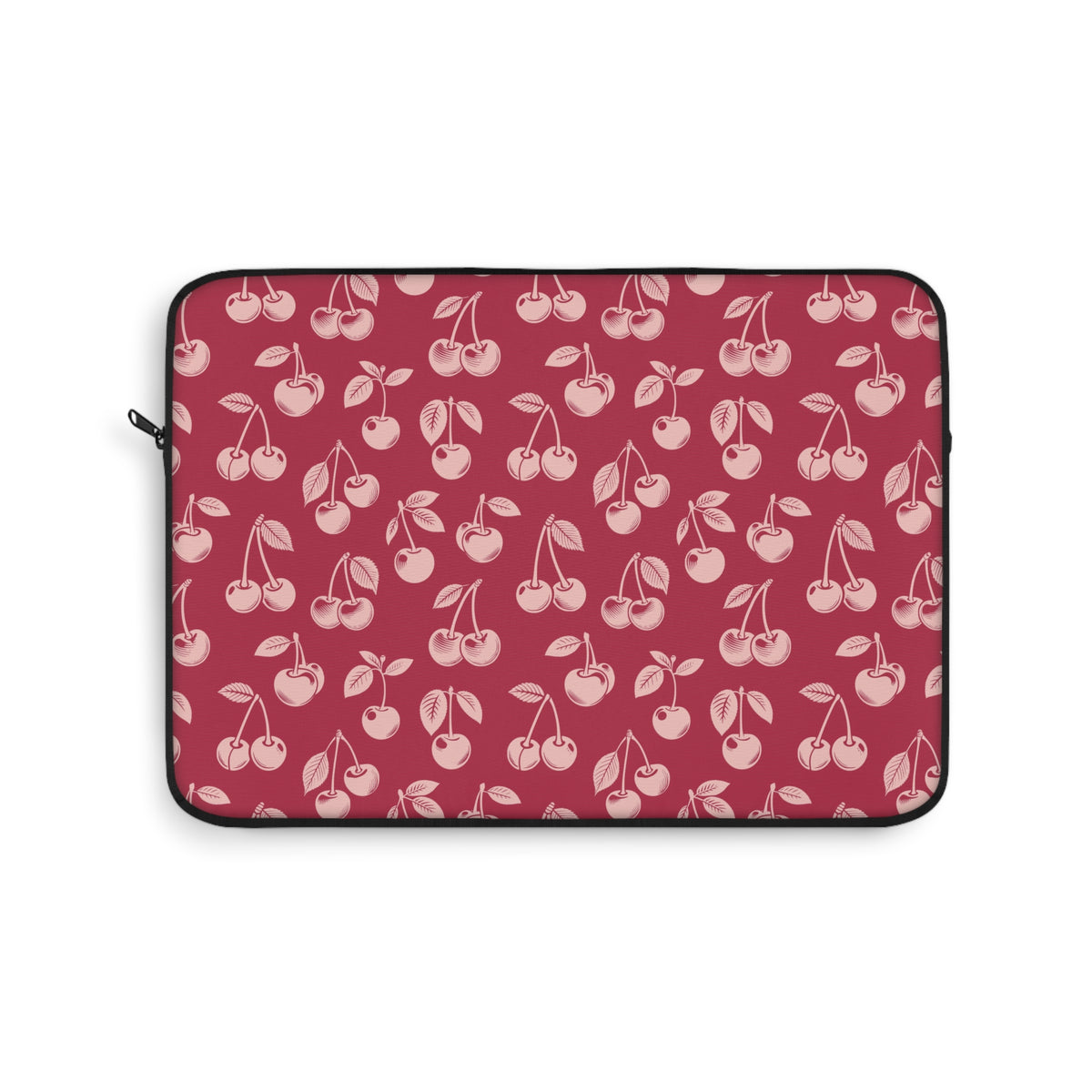 Red cherry laptop sleeve in deep red and pale pink