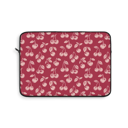 Red cherry laptop sleeve in deep red and pale pink