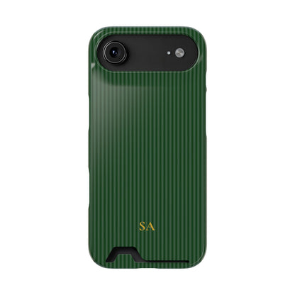 Personalized Forest Green Striped Phone Case