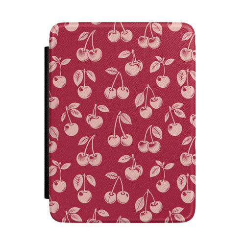 Red cherry Kindle case in deep red and pale pink