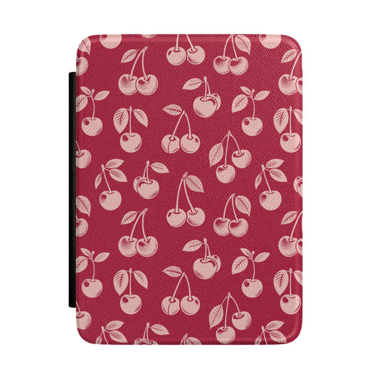 Red cherry Kindle case in deep red and pale pink