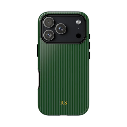 Personalized Forest Green Striped Tough Phone Case