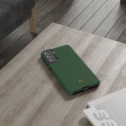 Personalized Forest Green Striped Tough Phone Case