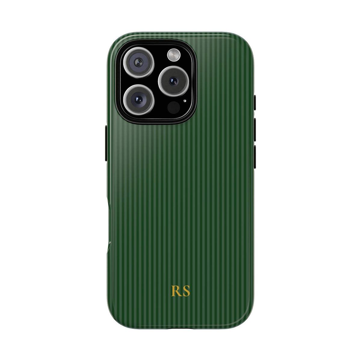 Personalized Forest Green Striped Tough Phone Case