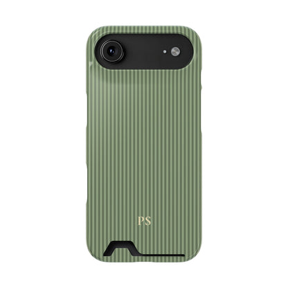 Personalized Sage Green Striped Phone Case