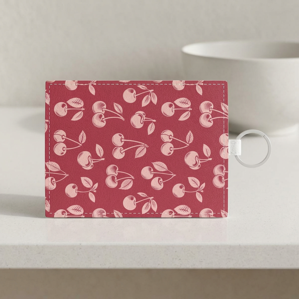 Cherry pattern card holder wallet, back view