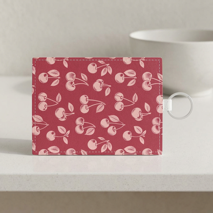 Cherry pattern card holder wallet, back view