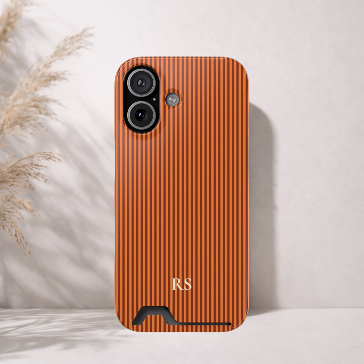 Personalized Burnt Orange Striped Phone Case
