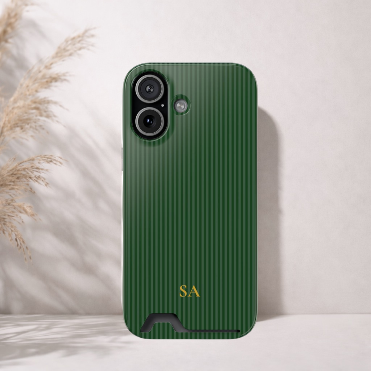 Personalized Forest Green Striped Phone Case