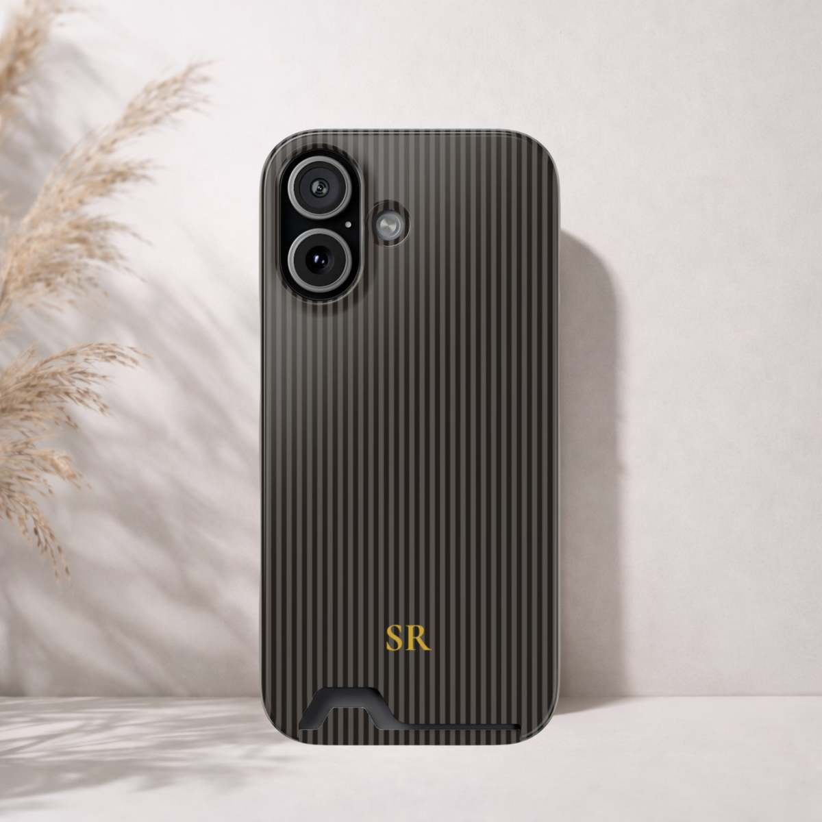 Personalized Charcoal Black Striped Phone Case