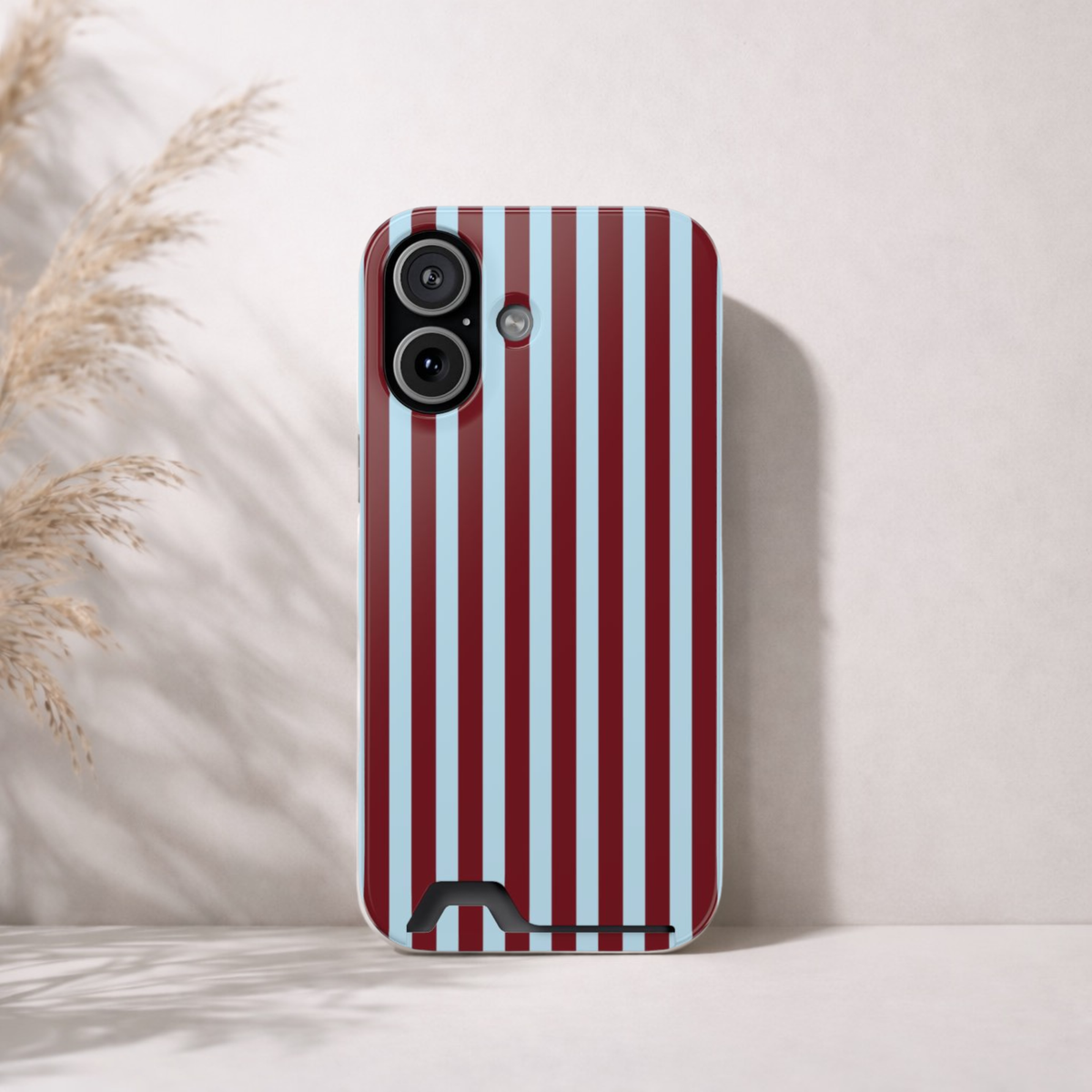 Burgundy Blue Striped Phone Case
