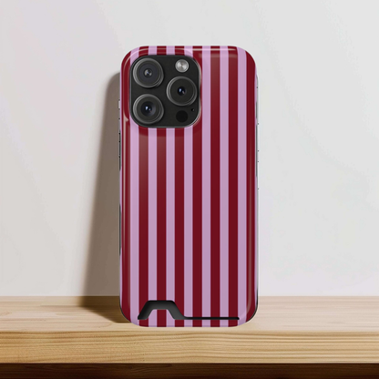 Burgundy Pink Striped Phone Case