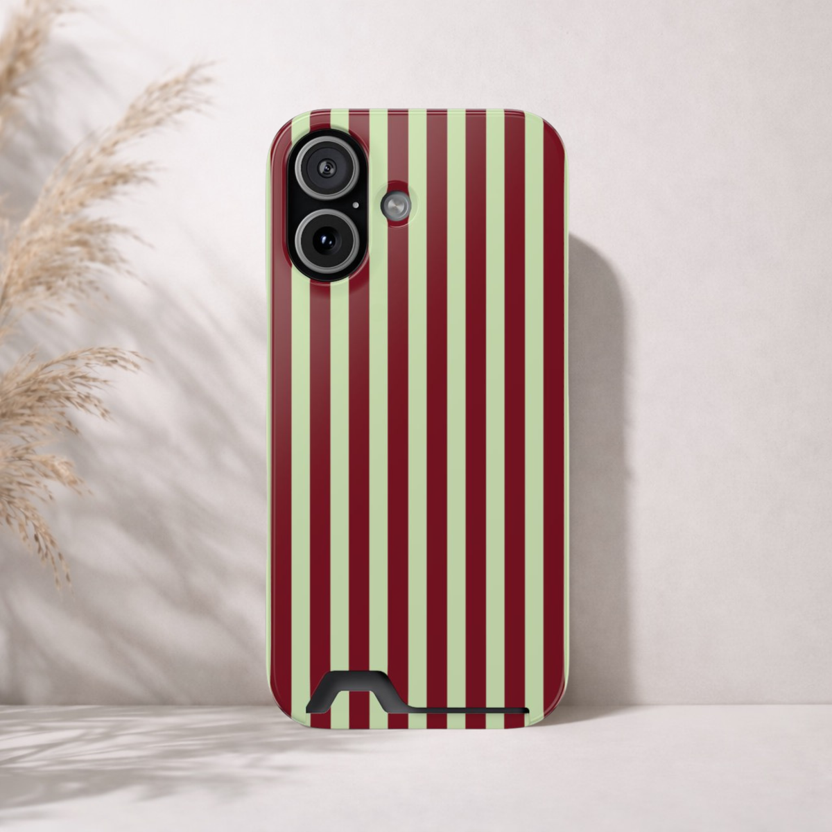 Burgundy Sage Striped Phone Case