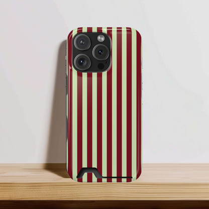 Burgundy Sage Striped Phone Case