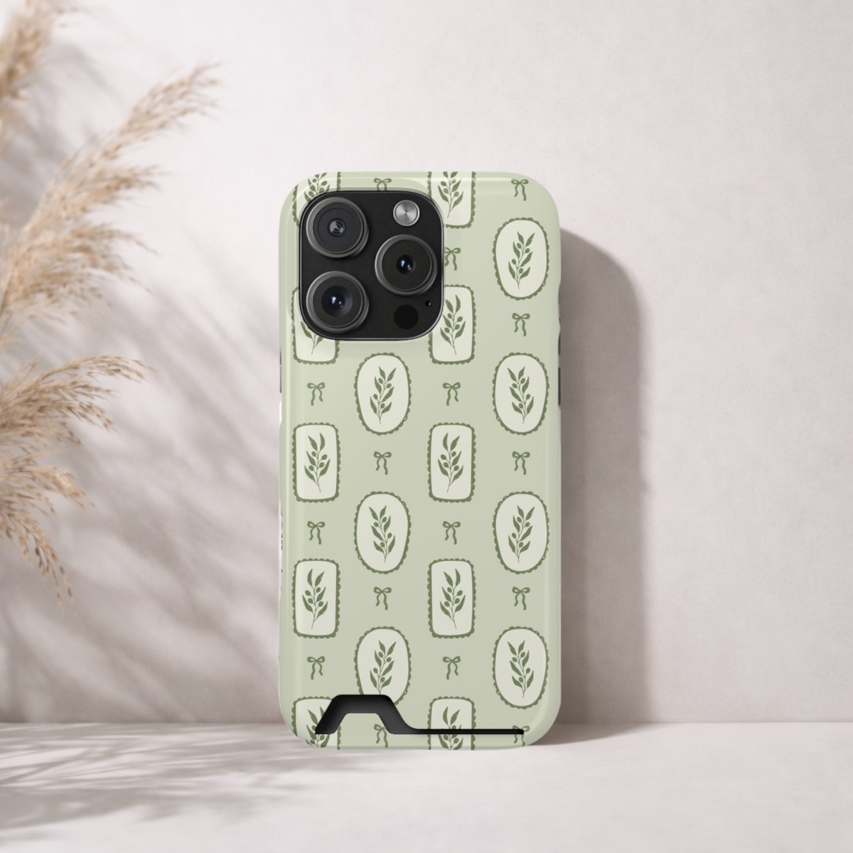 Sage Botanical Bow Phone Case