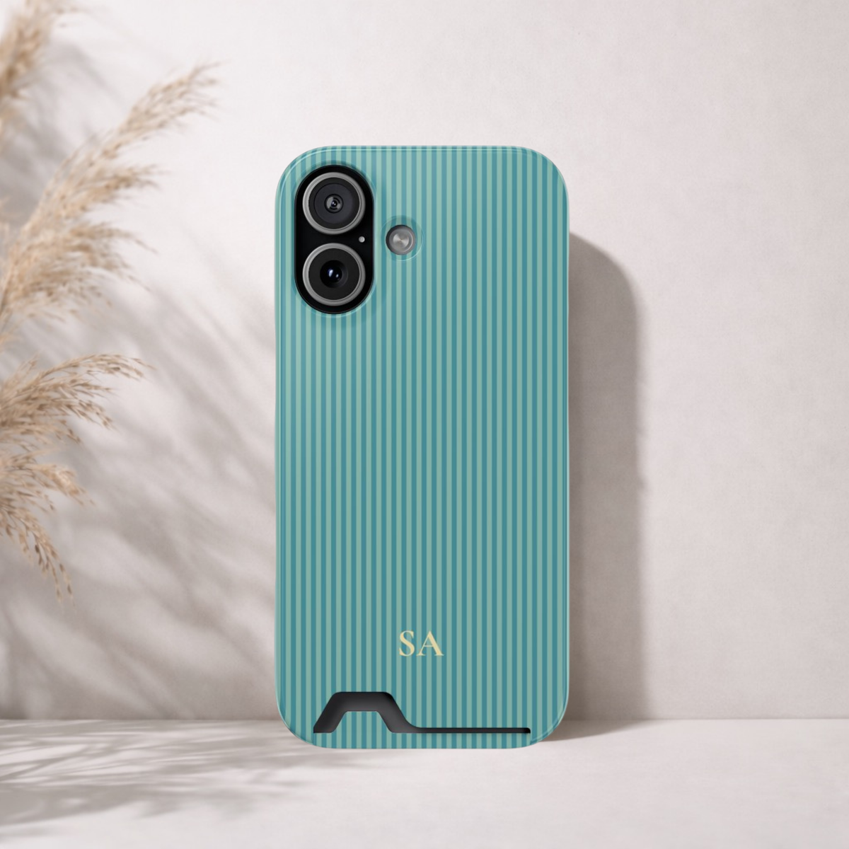 Personalized Ocean Teal Striped Phone Case