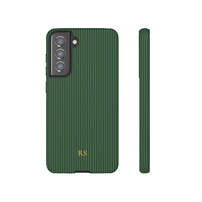 Personalized Forest Green Striped Tough Phone Case