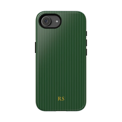 Personalized Forest Green Striped Tough Phone Case