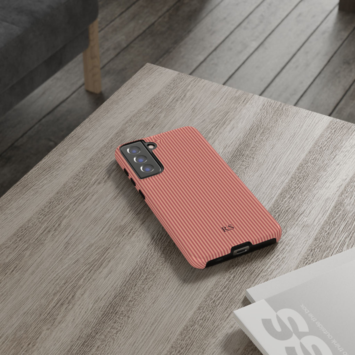 Personalized Coral Striped Tough Phone Case
