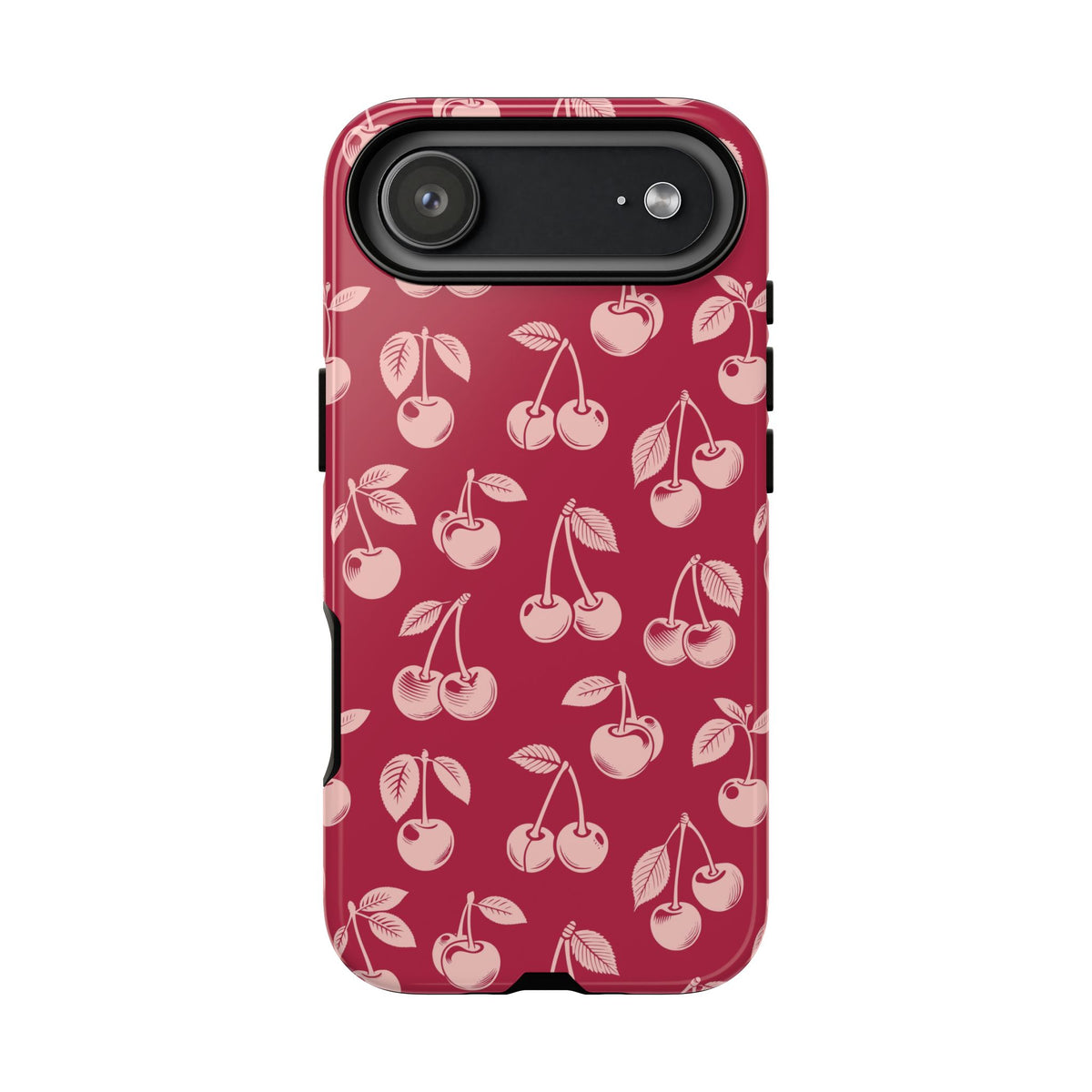 Red cherry tough phone case, dual-layer shell