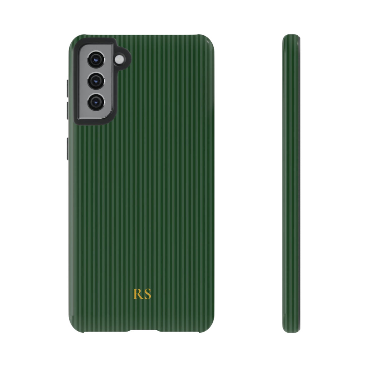 Personalized Forest Green Striped Tough Phone Case