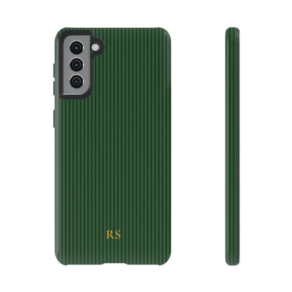 Personalized Forest Green Striped Tough Phone Case