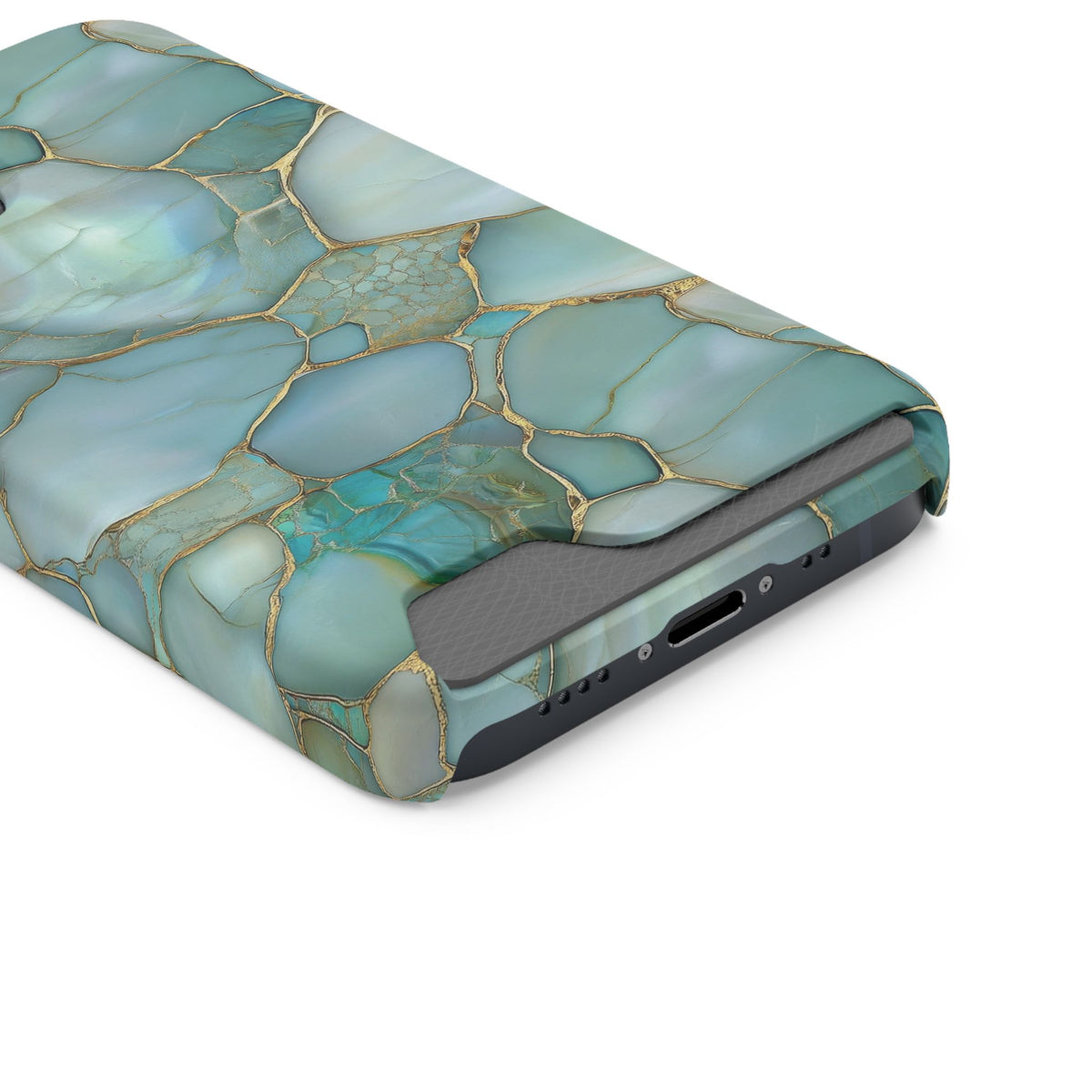 Teal Marble Card Holder Phone Case