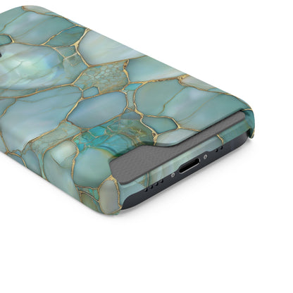 Teal Marble Card Holder Phone Case