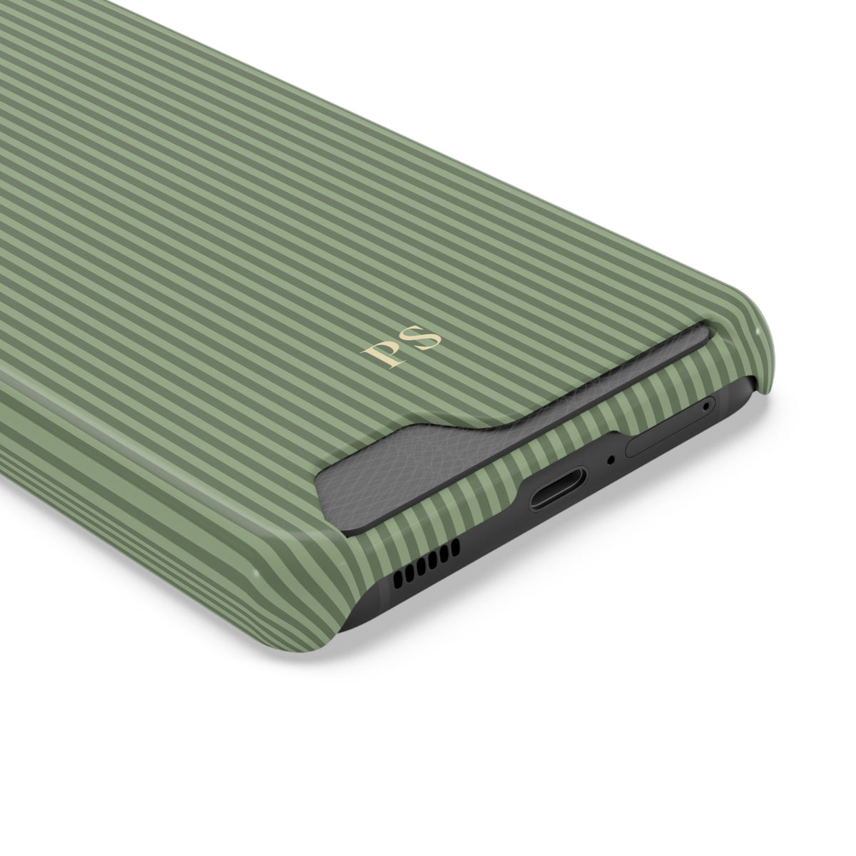 Personalized Sage Green Striped Phone Case